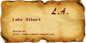 Lehr Albert névjegykártya